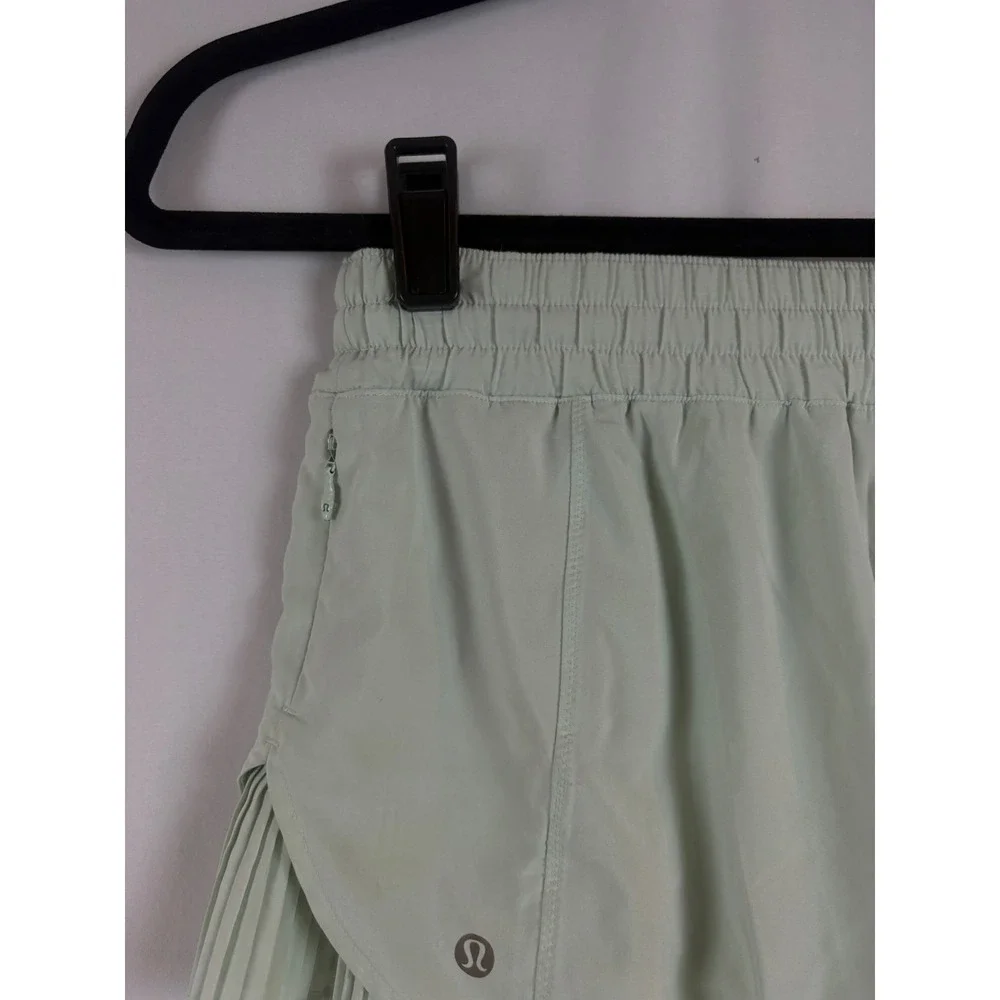 Lululemon Track That Mid-Rise Lined Short 3" Pleat Mint Green Running Shorts 6 - Picture 9 of 9